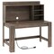 Modern Computer Desk with Hutch Built In Charging Station Storage Shelves